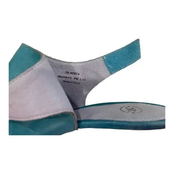 Johnston & Murphy Meagan Velcro Swing Teal Waxy Calf Size 9 Platforms - Picture 6 of 11